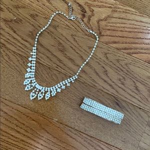 Rhinestone bling necklace and bracelet set